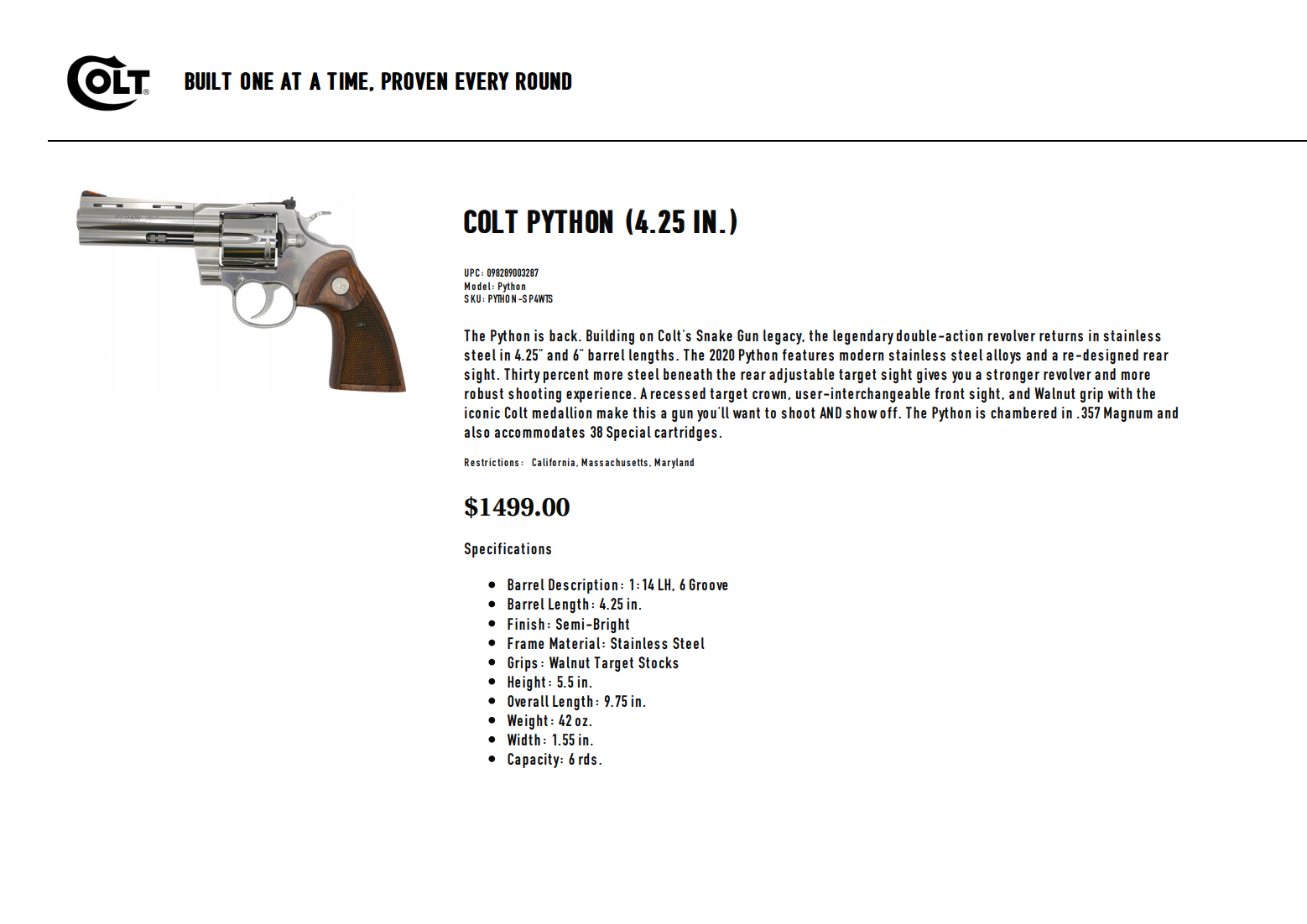Colt Python 4.25" Colt Python 4.25"